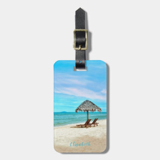 Etiqueta De Bagagem Nome Personalizado da Praia Sandy Tropical