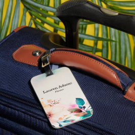 Etiqueta De Bagagem Nome personalizado das flores aquáticas cor pastel