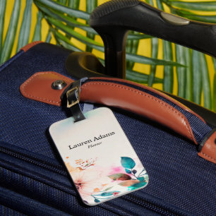 Etiqueta De Bagagem Nome personalizado das flores aquáticas cor pastel