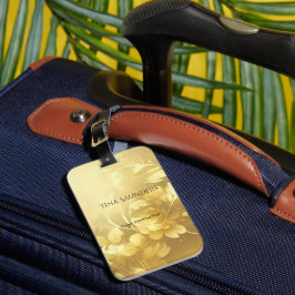 Etiqueta De Bagagem Nome personalizado das flores de ouro ioga