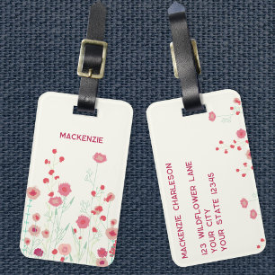 Etiqueta De Bagagem Nome Personalizado de Arte de Flor Selvagem