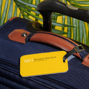 Etiqueta De Bagagem Nome Personalizado de Cor Amarelo Vivo