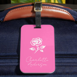 Etiqueta De Bagagem Nome Personalizado De Cor-De-Rosa E Rosa Moderno E