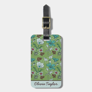 Etiqueta De Bagagem Nome personalizado de padrão uniforme verde verde