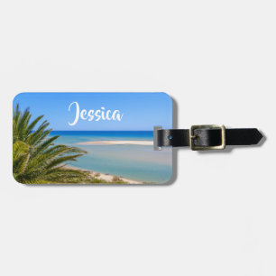 Etiqueta De Bagagem Nome personalizado de praia e paisagem