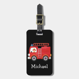Etiqueta De Bagagem Nome Personalizado do Caminhão de Fogo Vermelho Mo