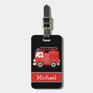 Etiqueta De Bagagem Nome Personalizado do Caminhão de Fogo Vermelho Mo