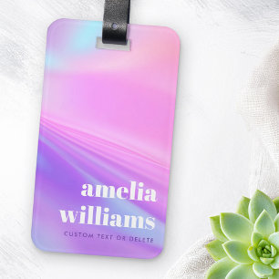 Etiqueta De Bagagem Nome personalizado do gradiente de pastel roxo de 
