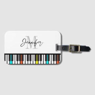 Etiqueta De Bagagem Nome Personalizado do Monograma do Piano