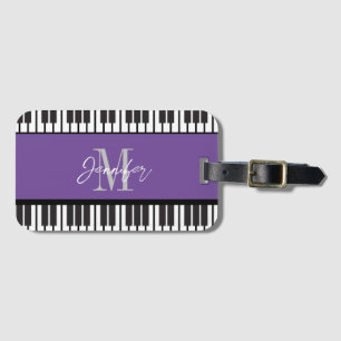 Etiqueta De Bagagem Nome Personalizado do Monograma do Piano