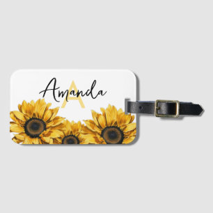 Etiqueta De Bagagem Nome Personalizado do Padrão de Girassol Amarelo d