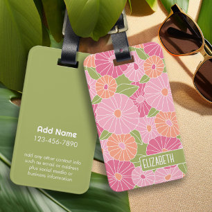 Etiqueta De Bagagem Nome Personalizado do Padrão Floral Colorido de Ve