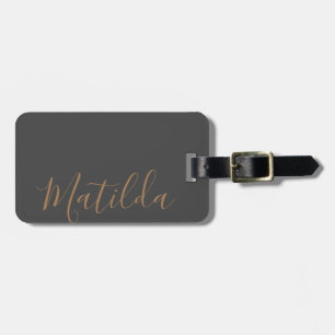 Etiqueta De Bagagem Nome Personalizado Dourado de cor simples e sólido