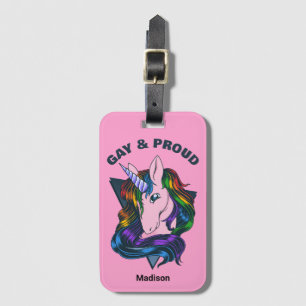 Etiqueta De Bagagem Nome Personalizado e Gay de Texto Unicorn
