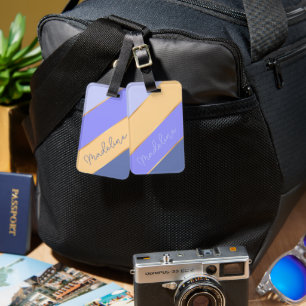 Etiqueta De Bagagem Nome Personalizado em Amarelo Suave de Lavanda Vio