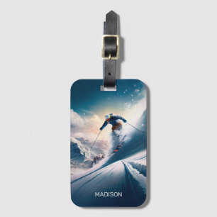 Etiqueta De Bagagem Nome Personalizado - esquiador Mountain
