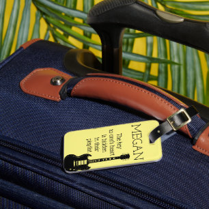 Etiqueta De Bagagem Nome Personalizado Guitarra Mínima Moderna L