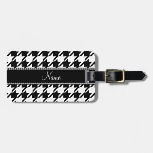 Etiqueta De Bagagem Nome personalizado houndstooth branco