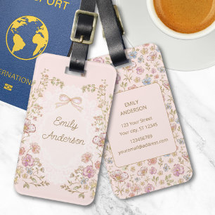 Etiqueta De Bagagem Nome Personalizado Lindas Flores Vintage Floral