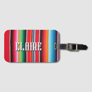 Etiqueta De Bagagem Nome personalizado México Serape – Poncho mexicano