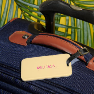 Etiqueta De Bagagem Nome personalizado minimalista creme