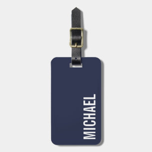 Etiqueta De Bagagem Nome Personalizado Mínimo Moderno e marinho Azul