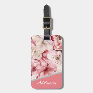 Etiqueta De Bagagem Nome personalizado: Modern Sakura Blossom cor de r