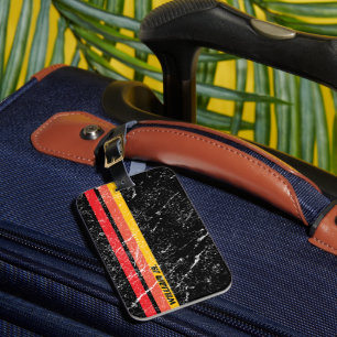 Etiqueta De Bagagem Nome Personalizado Moderno Linha Vermelha Amarel