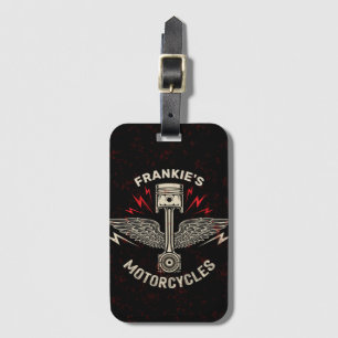 Etiqueta De Bagagem Nome Personalizado Motorcycle Piston Wings Biker G