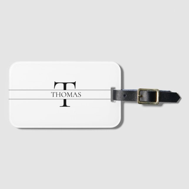 Etiqueta De Bagagem Nome Personalizado Personalizado Elegante Monogram (Frente Horizontal)