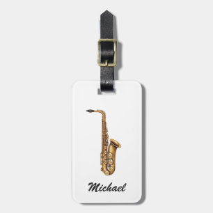 Etiqueta De Bagagem Nome Personalizado Tocador de Saxofone – Amante da