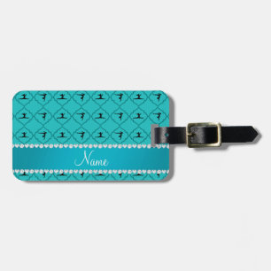 Etiqueta De Bagagem Nome personalizado turquoise moroccan ginástica