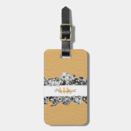 Etiqueta De Bagagem Nome Personalizável Rosas Dourados Monograma de Qu