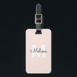 Etiqueta De Bagagem Nome Simples do Script de Manuscrito de Monograma<br><div class="desc">Monograma moderno combinado com caligrafia.</div>