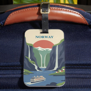 Etiqueta De Bagagem Noruega Escandinávia Europa Fiorde Minimalista Via