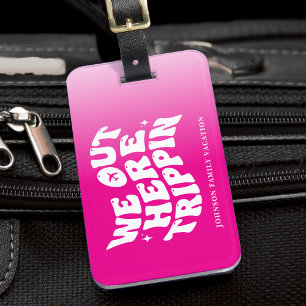 Etiqueta De Bagagem Nós Aqui Tripando Férias em Família Viagem Rosa Qu
