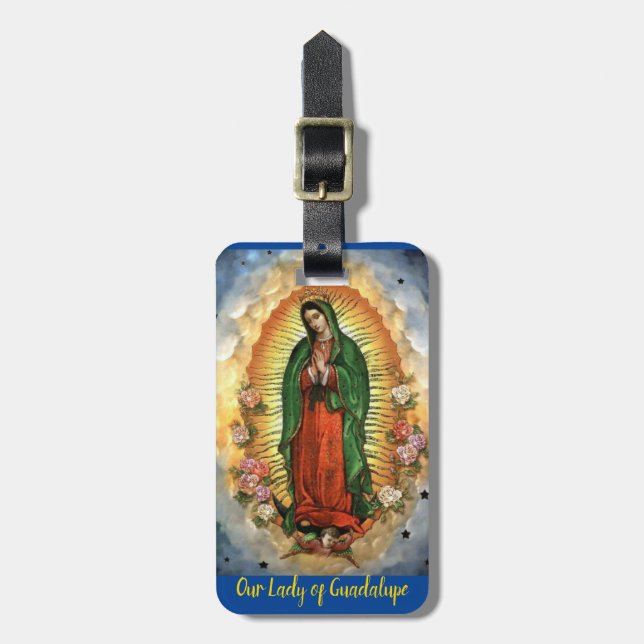 Etiqueta De Bagagem Nossa Senhora de Guadalupe Personaliza Detalhes (Frente Vertical)