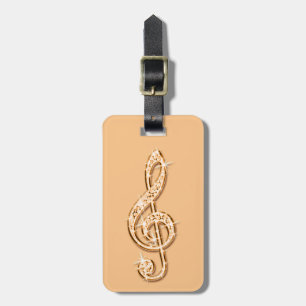 Etiqueta De Bagagem Notas Musicais Brilhantes Laranja