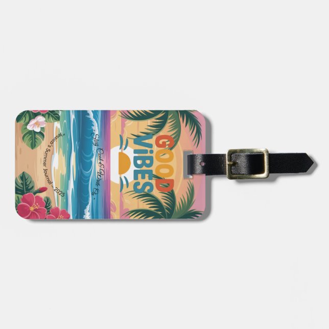 Etiqueta De Bagagem Notebook tropical Summer Vibes (Frente Horizontal)