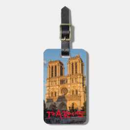 Etiqueta De Bagagem Notre Dame de Paris na hora do Ouro - Paris, Franç