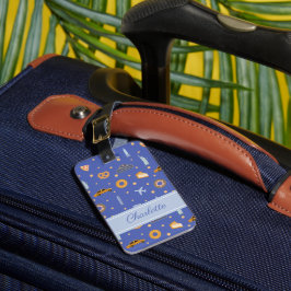 Etiqueta De Bagagem Nova Iorque moderno - Padrão Real Nome Azul