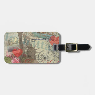 Etiqueta De Bagagem Nova Iorque Vintage Liberty Skyline - Símbolo de A