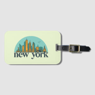 Etiqueta De Bagagem Nova York Vintage Retro City Skyline Cityscape Art