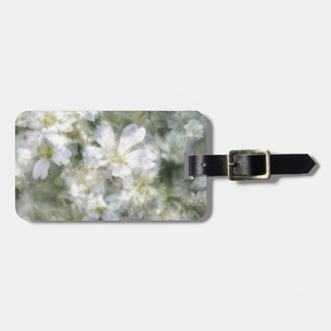 Etiqueta De Bagagem Nuvem de Flores Brancas (Frente Horizontal)
