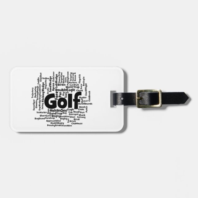 Etiqueta De Bagagem Nuvem de Palavras de Golfe (Frente Horizontal)