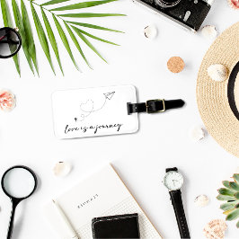 Etiqueta De Bagagem O Amor Whimsso é Uma Jornada Preta e Branca