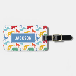 Etiqueta De Bagagem O animal formal do safari personaliza o menino da