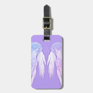 Etiqueta De Bagagem O ANJO VOA o monograma roxo feericamente