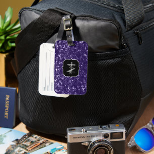Etiqueta De Bagagem O brilho roxo ultravioleta escuro sparkles