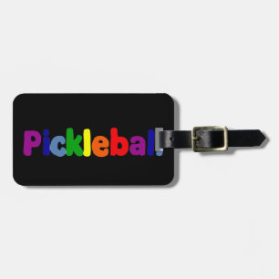 Etiqueta De Bagagem O divertimento Pickleball colorido rotula a arte